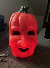 Jolly Face Pumpkin Lighted Halloween Blow Mold light 27" jack-o-lantern