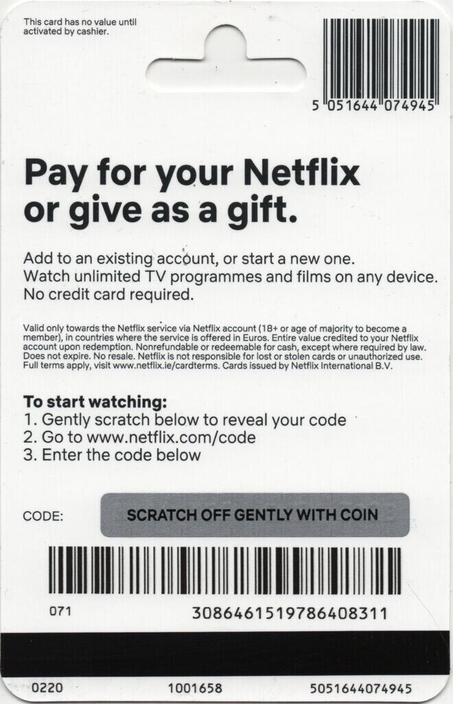 E-Carte Cadeau - Netflix