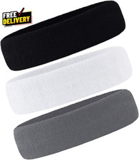 3 Pack Men  Women Sweatband Headband Terry Cloth Moisture Wicking for Sports