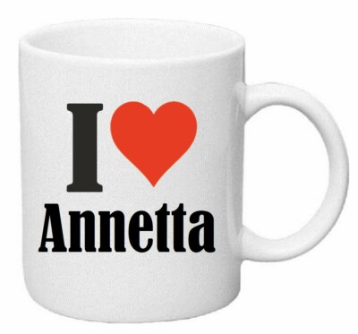 Kaffeetasse I Love Annetta Keramik Höhe 9,5cm in Weiß
