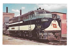 Wabash 807 Alco FA-1 Locomotive Train at Decatur Illionois Postcard     ~Unused