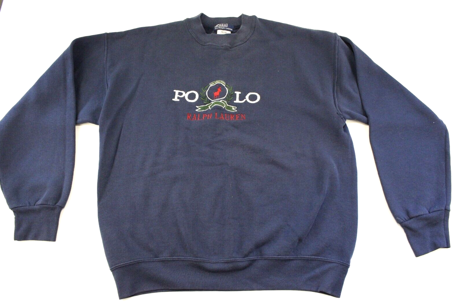Polo Ralph Lauren Vintage Felpa Uomo Tg L Blu Spellout Pony Ricamata