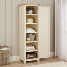Linen Cupboard Marbury Cream Painted Single Shaker Oak Top Bathroom Furniture 