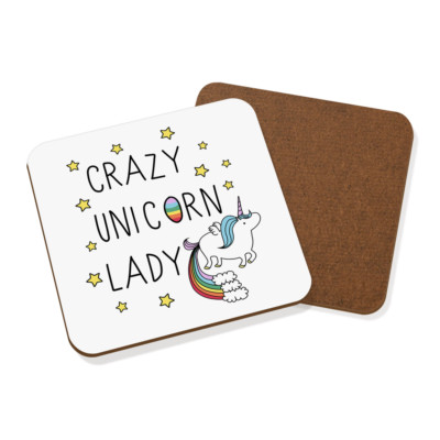 Crazy Unicorn Lady Untersetzer Getränkematte - lustig