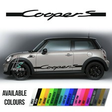 MINI COOPER S SIDE SKIRT LETTERING STRIPES VINYL DECALS STICKERS SPORT GRAPHICS