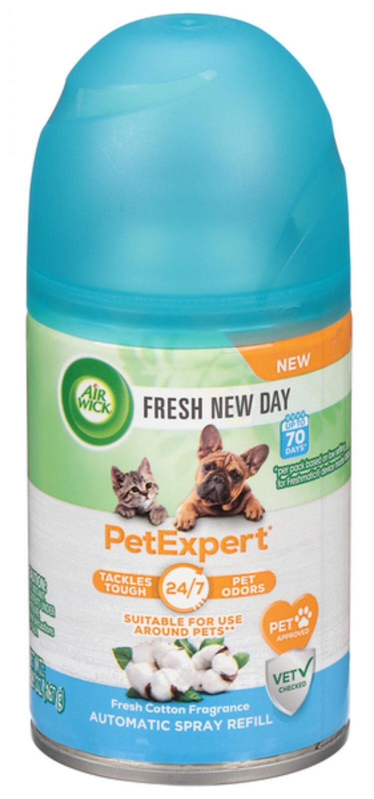 Air Wick Fresh New Day Pet Expert Automatic FRESH COTTON Spray Refill 4PK 5.89oz