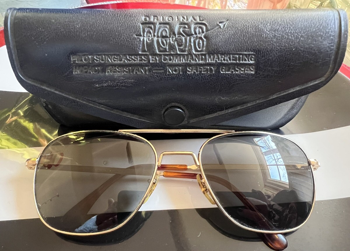 Vintage 1970s AO 57 AMERICAN OPTICAL AVIATOR SUNGLASSES USAF With 