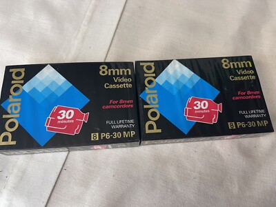 2 Sealed Polaroid 8mm Blank Video Cassettes For Camcorders Video Camera New Old 