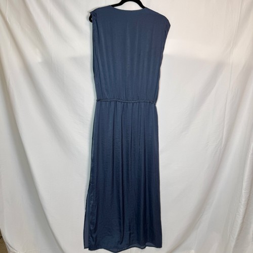 VINCE Sleeveless Maxi Dress Steel Blue Satin Size S - Picture 15 of 16
