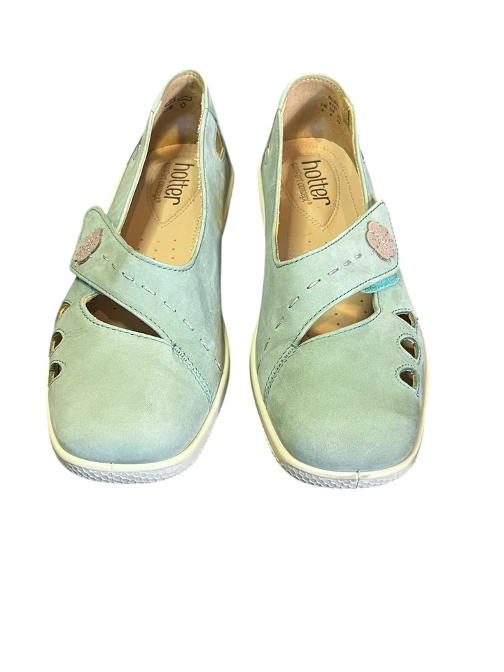 HOTTER 完好绿色皮革舒适概念玛丽珍鞋 8 码美国英格兰 — 第 2/4 张图片