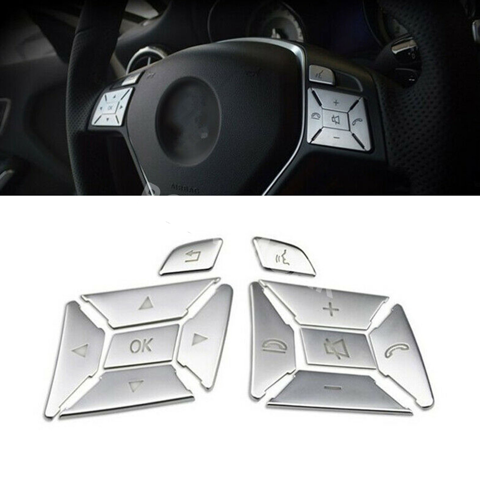 Fit for Mercedes Benz E Class W212 2010-2014 Steering Wheel Button Cover Trim