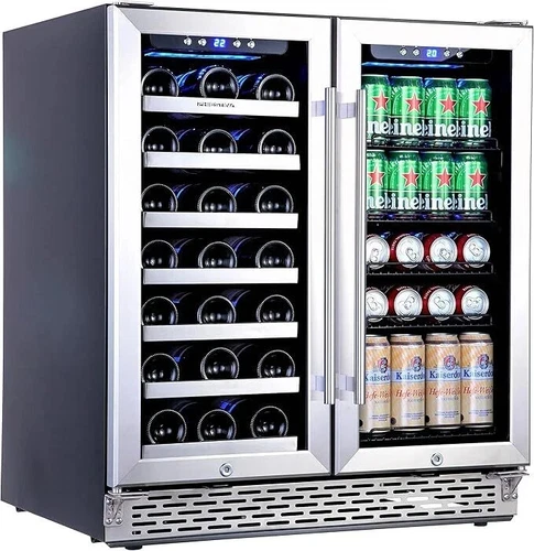 30in 80-Bottle Dual-Zone Wine Fridge, Built-In/Freestanding, Quiet Cooling