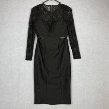 Sheike Dress Womens 8 Black Lace Cut Out Padded Sheer Lined Slimming