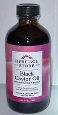 Heritage Store Black Castor Oil 8 fl.oz For Body, Hair & Brows - Exp: 06/2027