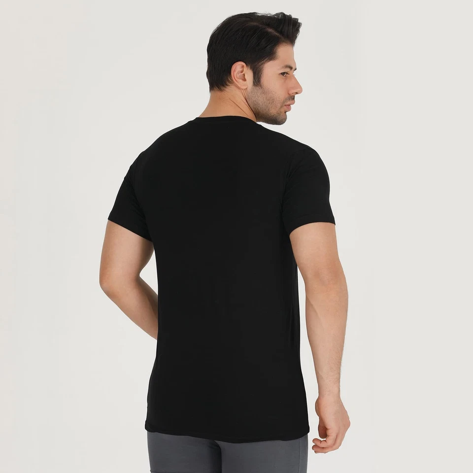 Camiseta interior de bambú con cuello en V para hombre (paquete de 3) Foto 3 de 4