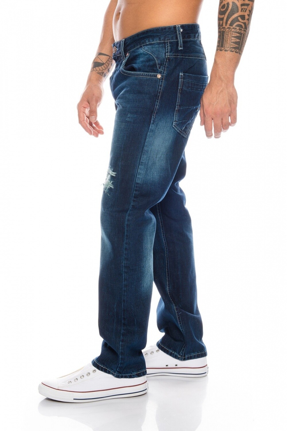 Rock Creek Coole Herren Jeans Denim Hose Destroyed Vintage Wash Raw Blau RC-2016