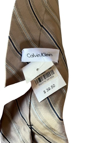 Calvin Klein Gold Striped Men’s Necktie - Picture 2 of 2
