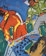 Pierre AMBROGIANI : Le duel, Lithographie originale signée