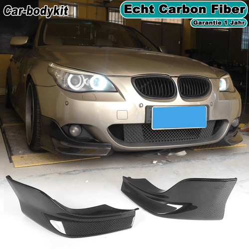 2x Carbon Front Splitter Flaps Ansatz Für BMW 5er E60 M-Paket Stoßstangen 03-09 - Afbeelding 1 van 10
