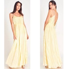 LoveShackFancy Soft Yellow Darralis Crystal Embellished Maxi Dress Size 4