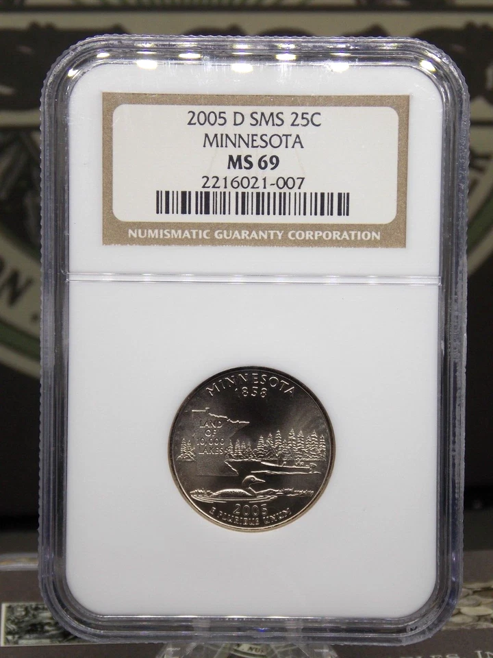 2005 "D" State *MINNESOTA* Washington SMS Quarter 25c NGC MS69 #007 GEM BU ECC&C - Image 3 of 4