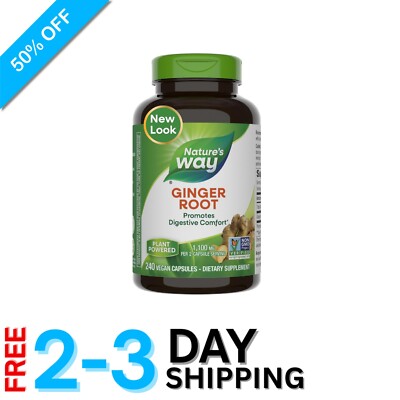 Ginger Root 1,100 mg Capsules - 240 Count for Digestive Comfort & Nausea Relief