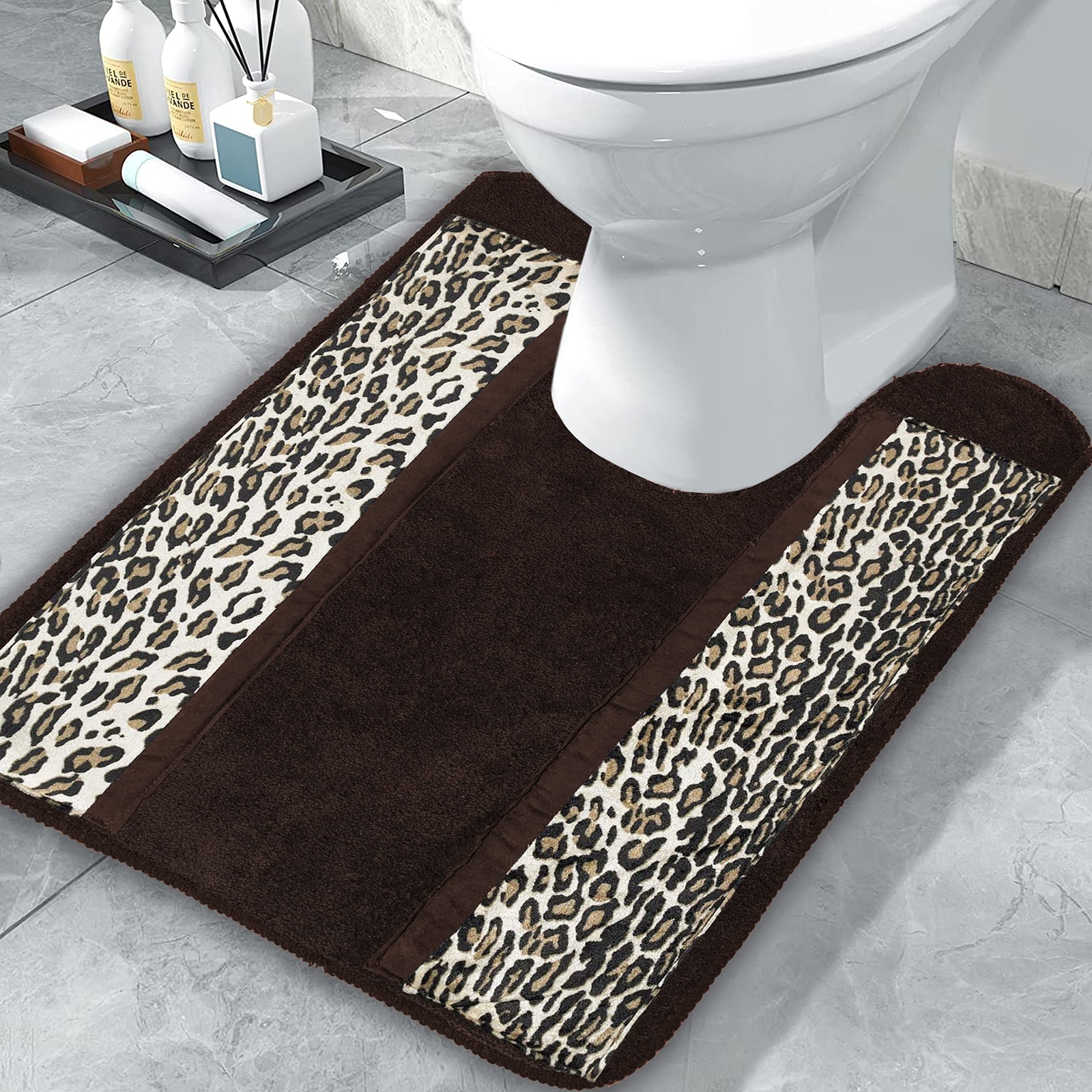 Contour Bath Rug Jezella Collection 24x20 Animal Print Non-Slip Mat  