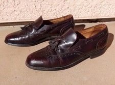 Vtg Wingtip Tassel Loafers Sz 9 Leather Burgundy Slip On Brogue Union USA Made