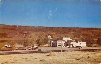 Postcard 1950s Idaho Hagerman Burden's Lodge Gas Station Otto News ID24-2283