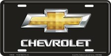 Chevrolet Logo W Letters Black Metal License Plate Officially Licensed R2