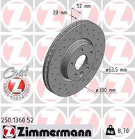 2X Zimmermann 250.1360.52 Bremsscheibe FüR Ford Land Rover Volvo