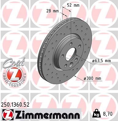 2X Zimmermann 250.1360.52 Bremsscheibe FüR Ford Land Rover Volvo-image
