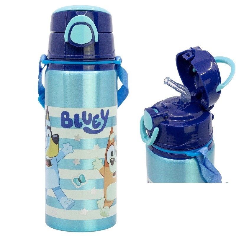 Bluey e Bingo Borraccia in Alluminio 730ml con Cannuccia Bambini n/termica