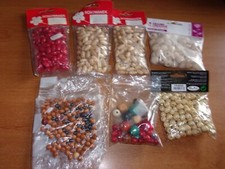 LOT PERLES EN BOIS ( 7 sachets Dont 5 neufs ) recyclage création -Diy -Deco
