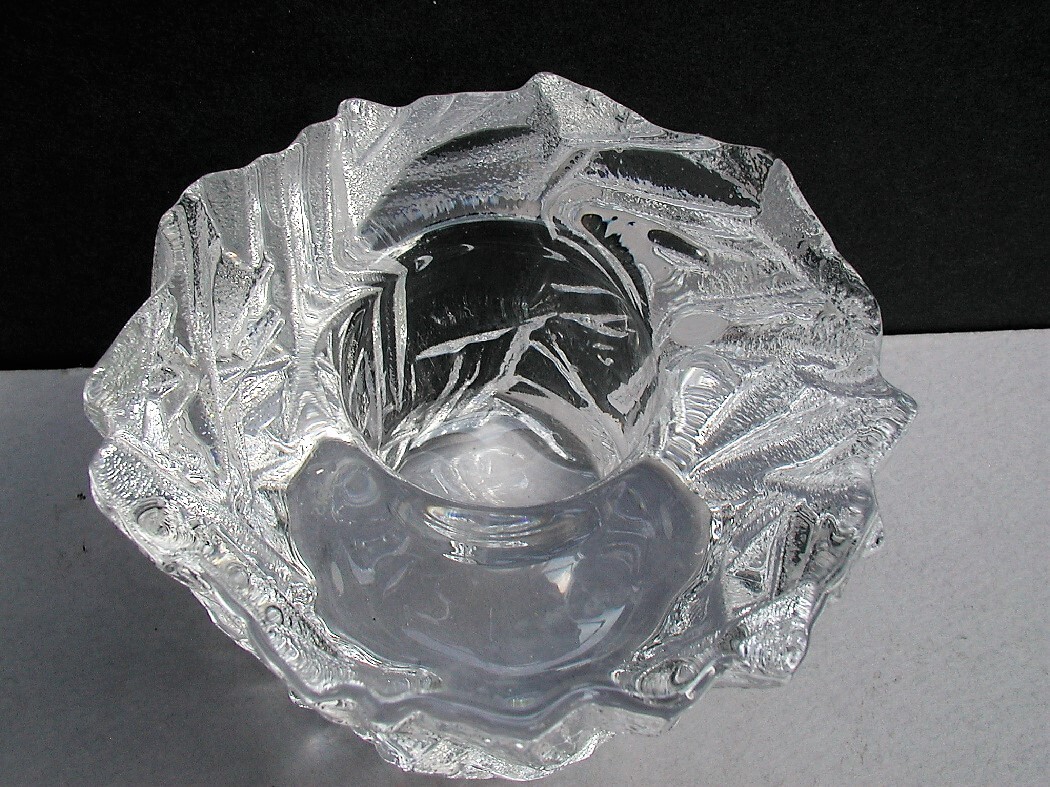 ORREFORS Sweden Iceberg ICE Votive Candle Holder w/ Paper Label & Signed