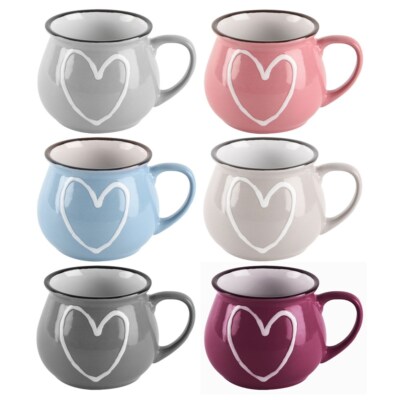 ORION Keramikbecher Keramiktasse / Trinkbecher-Set 0,32l HERZEN 6 Stück