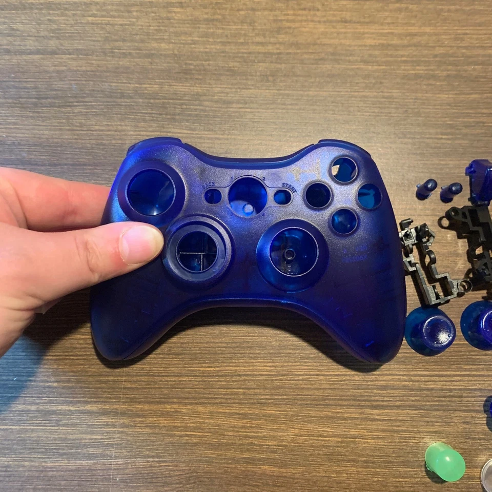 Microsoft Xbox 360 Controller Full Replacement Shell Cover Buttons Parts Blue - Image 3 of 4