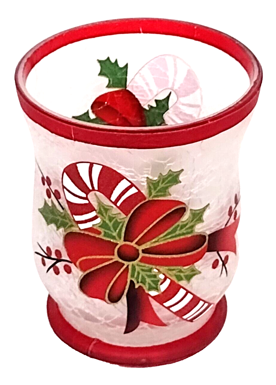 Christmas Crackled Glass Candle Holders for Flameless LED Candles Set