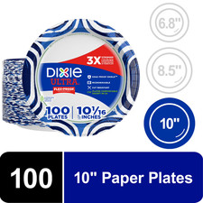 Dixie Ultra Disposable Paper Plates, 10", Multi-Color, 100 Count