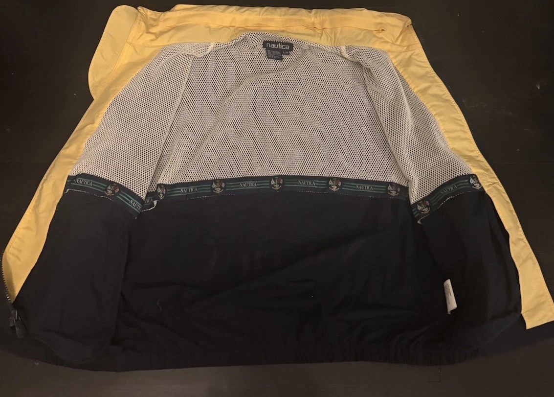 Nautica K-43 Men's Navy/Yellow Bomber Jacket Full Zip Stand-Up Logo Size L - product detail image 5