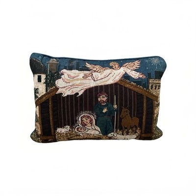 Christmas Nativity Scene Throw Decorative Pillow 13  X 8  Holiday Religious