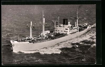 Merchant Ship MS Modjokerto at Sea, Postcard 