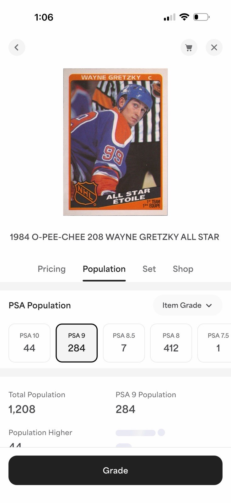 1984-1985 O-Pee-Chee All Star Wayne Gretzky #208 PSA 9 Mint Edmonton Oilers HOF view 4