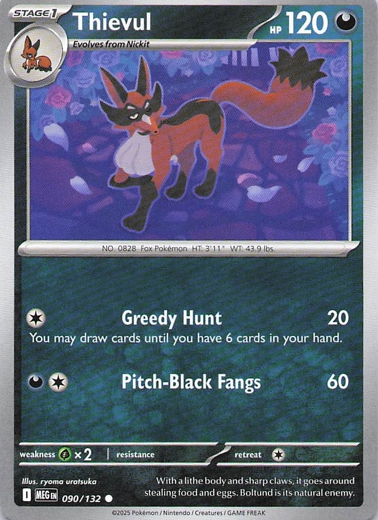 Pokemon Card - Thievul - (090/132 - Mega Evolution)