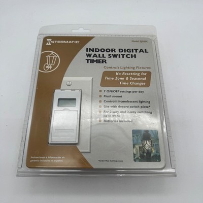 Intermatic EJ500C Indoor Digital Wall Switch Timer White Programmable Lighting