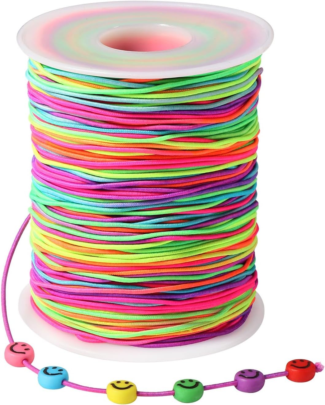 Diboniur 1mm x 100m Elastic String for Bracelet Making, Rainbow Cord, Beading T