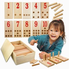 Montessori Wooden Counting Peg Board Teaches Toddlers to Count, Add