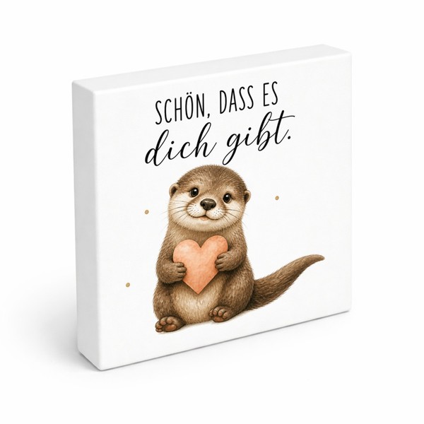 Holzbild In 15X15 Cm Otter Mit Herz - Liebevolle Deko Mit Spruch Mit Spruch:-image