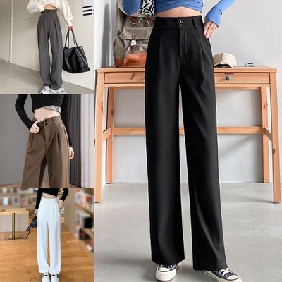 Bequeme Damen drapierte lockere Hose in High Waist Look für den Herbst