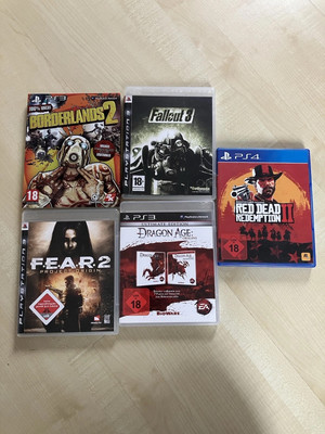 PS3/4 Spiele Bioshock2/Fallout3/Dragon Age/ Fear2/ Red Dead Redemption 2